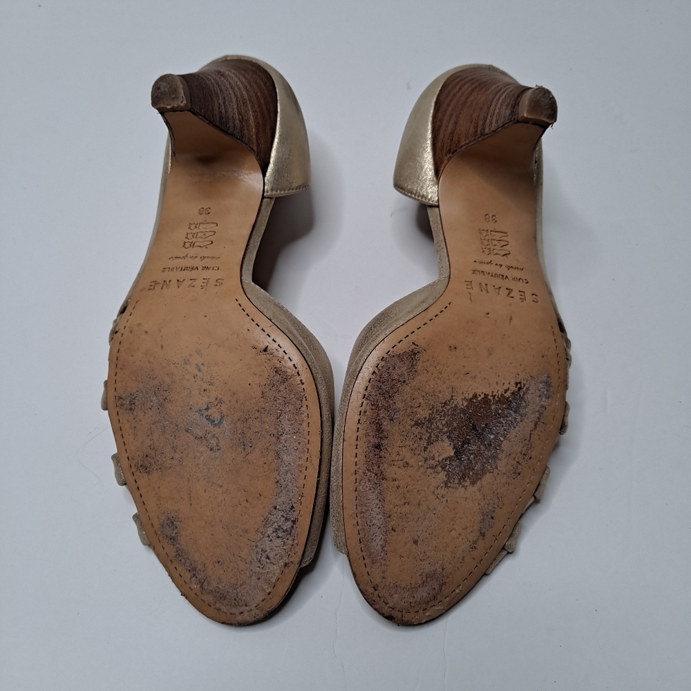 Rare Sezane Kitten Heel Peep-Toe Heels - Picture 9 of 13